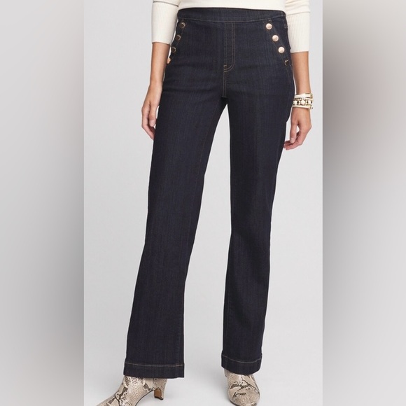 Chico's Denim - Chico’s Pull-On Wide Leg Jean In Dark Denim Wash NEW Size 1.5 (10 Medium)